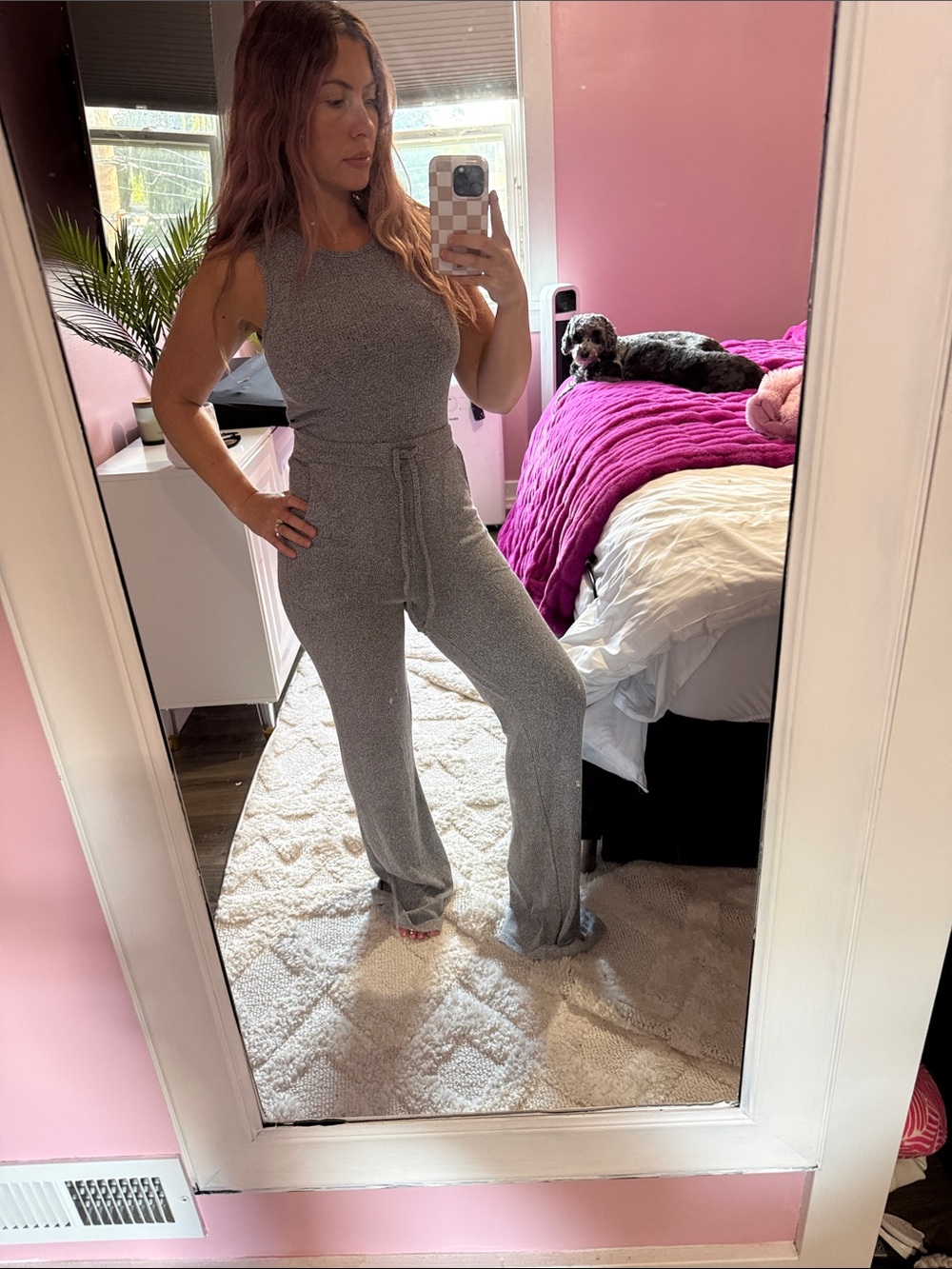 Sleeveless Gray Knit Jumpsuit
